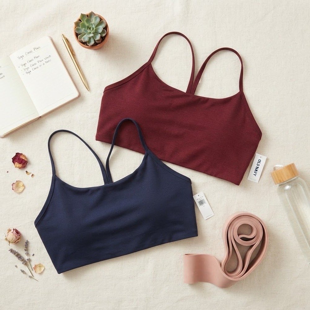 Old Navy CloudComfy Go-Dry Sports Bra 2 Pack Navy Burgundy XL Racerback NWT